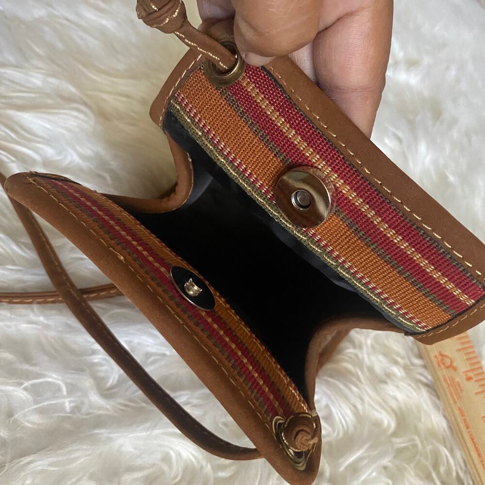Guatemala Crossbody Handmade Canvas Leather Woven Striped Boho Bag Purse - Picture 4 of 7